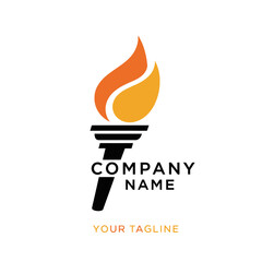 A stylized logo featuring a torch with a flame, suitable for various business applications.