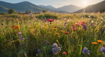 Obraz premium Dreamy Countryside Bloom in Sunlight