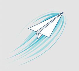 Paper Airplane Soaring Through the Air A Symbol of Flight, Freedom, and Travel Concept