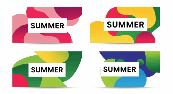 Summer Themed Vector Graphics Set A Collection of Colorful Abstract Shapes and Designs for Seasonal Promotions