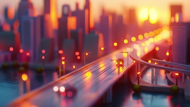 3d isometric low-poly clay illustration bridge Videos