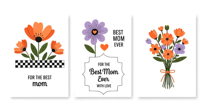 Floral Mother's Day Greeting Cards Bright Flowers, Best Mom, Love
