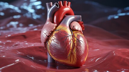 Realistic 3D Medical Illustration of Human Kidneys Emerging from Clean Blue Water with Bubbles