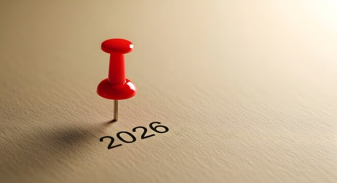 2026 on a textured surface, symbolizing future goals, critical milestones, and strategic planning for upcoming endeavors and time-sensitive projects
