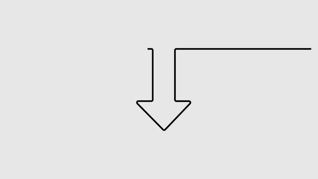 Down arrow pointing continuous one line drawing animation
