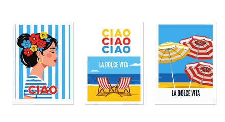 Ciao" and "La Dolce Vita" - Summer Italian Seaside-Themed Poster Set