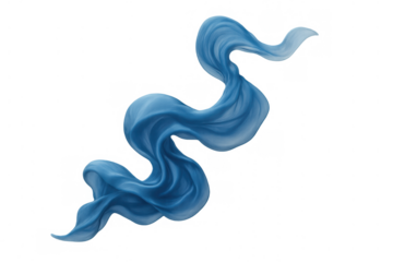 Dynamic blue fabric flowing in a graceful, abstract wave with soft light and shadow, highlighting fluid motion and elegant texture