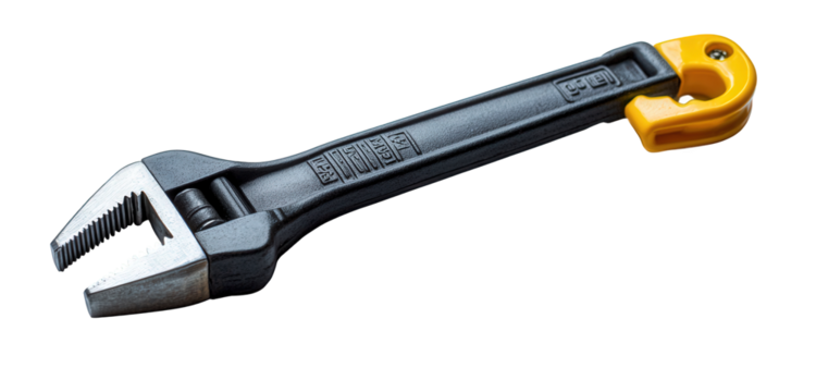 Adjustable wrench isolated on transparent background, a versatile tool for gripping and turning various fasteners with its adjustable jaw and sturdy construction