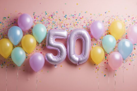 Festive Decoration for 50th Birthday Celebration with Colorful Balloons