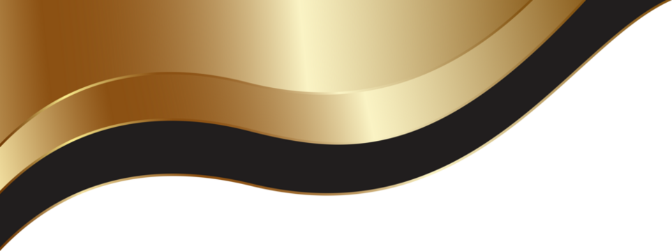 Golden Elegance: Abstract Waves on White