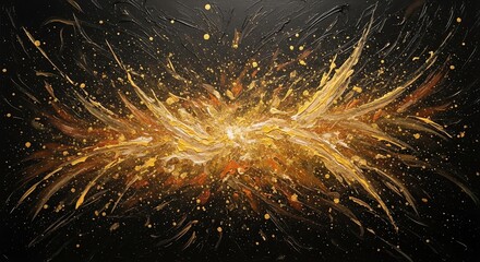 Abstract Explosions of Gold and Orange Hues Against a Dark Background