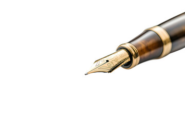 Closeup of a fountain pen isolated on transparent background, showcasing its elegant design and association with writing, creativity, and sophistication