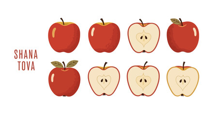 Festive Rosh Hashanah A Collection of Apple Icons and Greetings for the Jewish New Year