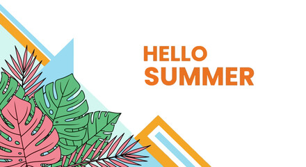 Summer vibes background with tropical leaves and vibrant colors