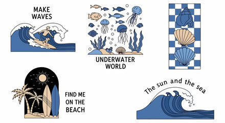 Ocean Vibes A Collection of Seashells, Waves, and Beach-Themed Illustrations