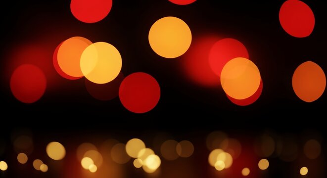 Soft Bokeh Lights Background with Warm Red and Yellow Circles