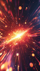 Obraz premium Dynamic hyperspace streaks converge with bright lens flare, creating a sense of speed, light travel, and futuristic motion. 