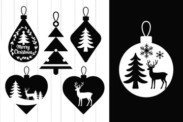 Elegant Christmas ornaments silhouette featuring classic festive shapes