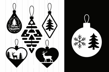 Elegant Christmas ornaments silhouette featuring classic festive shapes