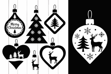Elegant Christmas ornaments silhouette featuring classic festive shapes