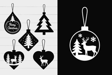 Elegant Christmas ornaments silhouette featuring classic festive shapes