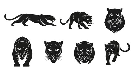 Powerful panther illustrations capture fierce predatory grace, ideal for dynamic branding and wild animal themes