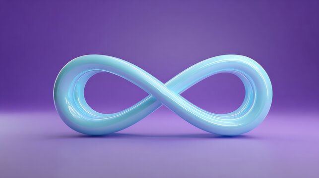 Blue infinity symbol on a purple background.