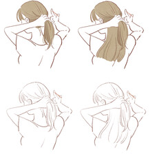 ヘアセットする女性