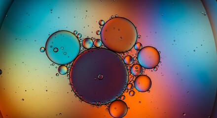 Abstract Colorful Bubbles and Droplets Macro Photography Background