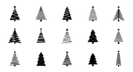 Icon set Christmas tree design elements, illustrator and vector