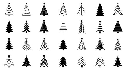 Icon set Christmas tree design elements, illustrator and vector