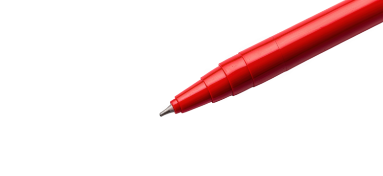 Closeup of a red marker isolated on transparent background, highlighting its fine tip and vibrant color, ideal for detailed work and precise writing or drawing tasks - Powered by Adobe