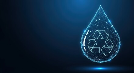 Digital droplet with recycle symbol signifies water conservation