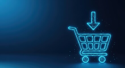 Digital shopping cart icon with an arrow indicating adding items