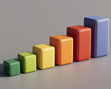 Colorful 3D Geometric Blocks Ascending