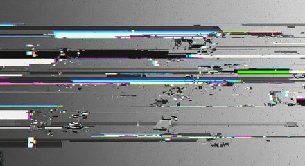 Abstract glitch art with horizontal lines and digital distortion effects