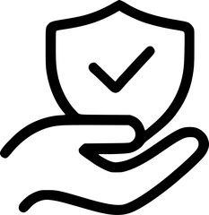 An outline icon representing trust, protection, security, quality assurance, verified service, and reliable partnership