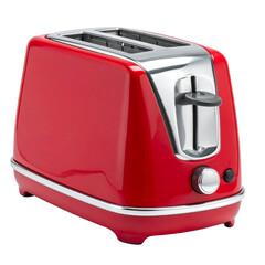 A metal red toaster Isolated on transparent or white, Cut out