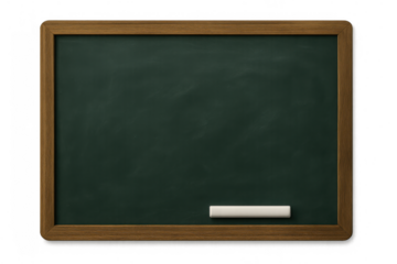 Empty green blackboard with chalk on transparent background, symbolizing education, school, and learning concepts