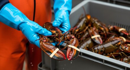 Freshly Caught Lobsters Ready for Market - Seafood Industry Close-Up
