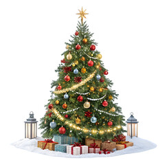 Obraz premium Festive Holiday Tree with Gifts on transparent background