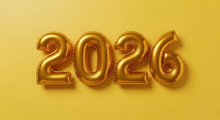 Bright Yellow Background with Golden 2026 Numbers
