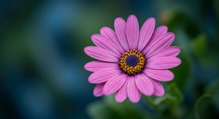 Obraz premium Captivating osteospermum flower with vibrant purple petals and striking central disc
