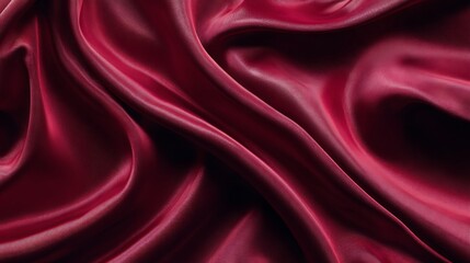 Obraz premium Deep red satin fabric with elegant folds and texture.