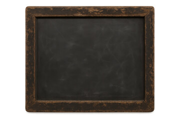 Fototapeta premium Blank blackboard surface with a rustic wooden frame, offering clear space for text or design, having a transparent background
