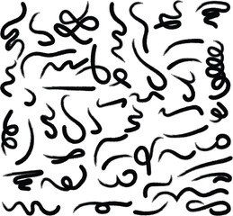 Black artistic line strokes create a dynamic and visually interesting pattern against transparent backdrop