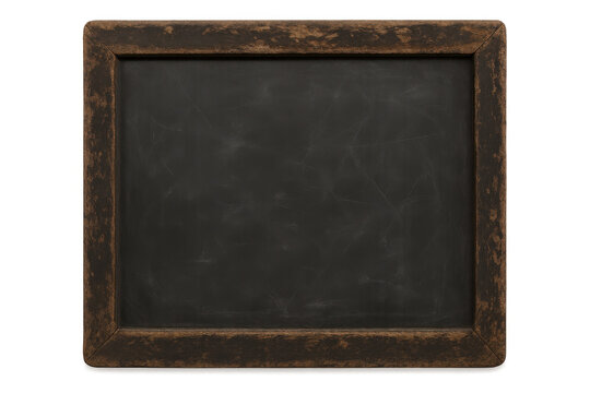 Blank blackboard surface with a rustic wooden frame, offering clear space for text or design, having a transparent background