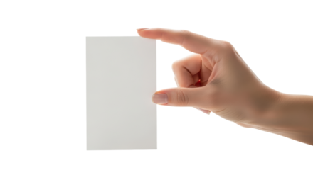 Hand holding blank business card on isolated background for branding and presentation concepts