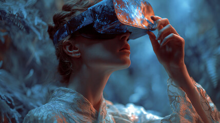 Digital Life and Metaverse concept featuring immersive virtual spaces, glowing networks, and futuristic environments symbolizing connection, identity, and interaction in a shared digital world.