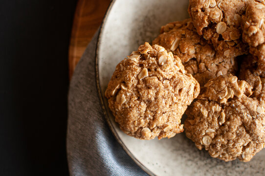 Plate of ANZAC cookies / biscuits